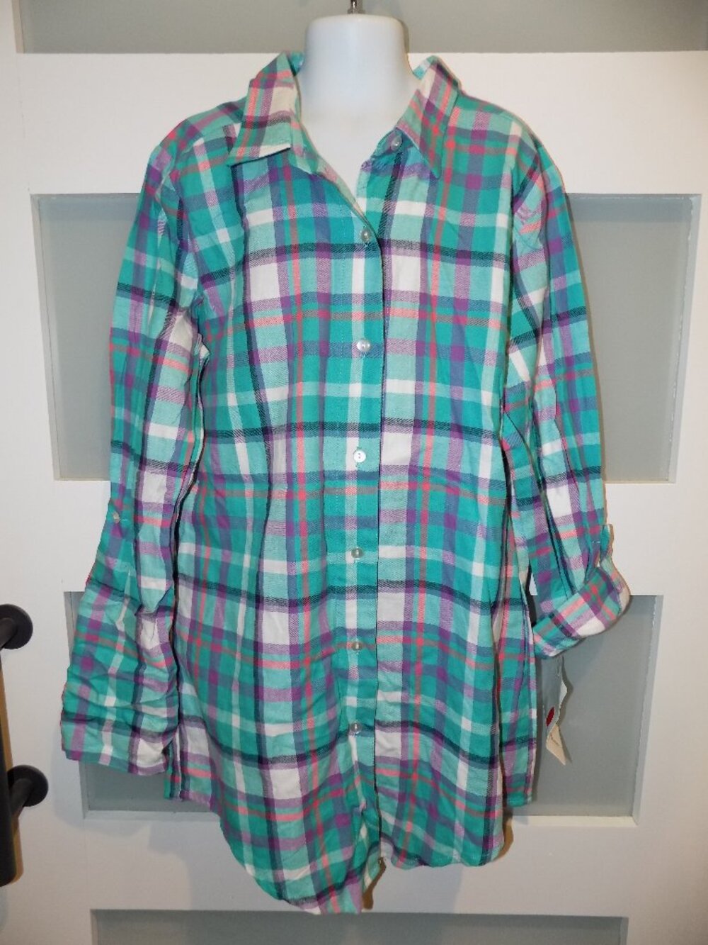 MAGGIE BREEN too Boutique Multi-Colored Plaid LS Top Size 14 Girl's NEW